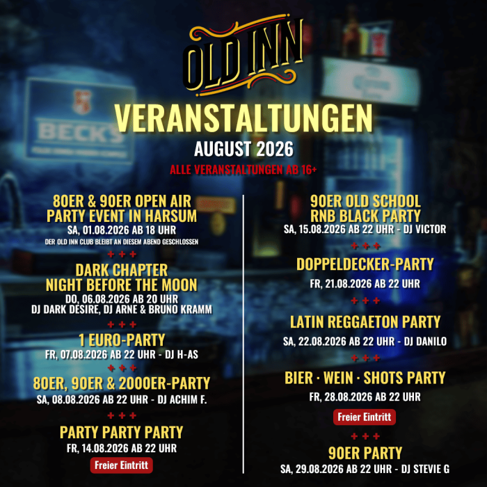 Veranstaltungen August 2026